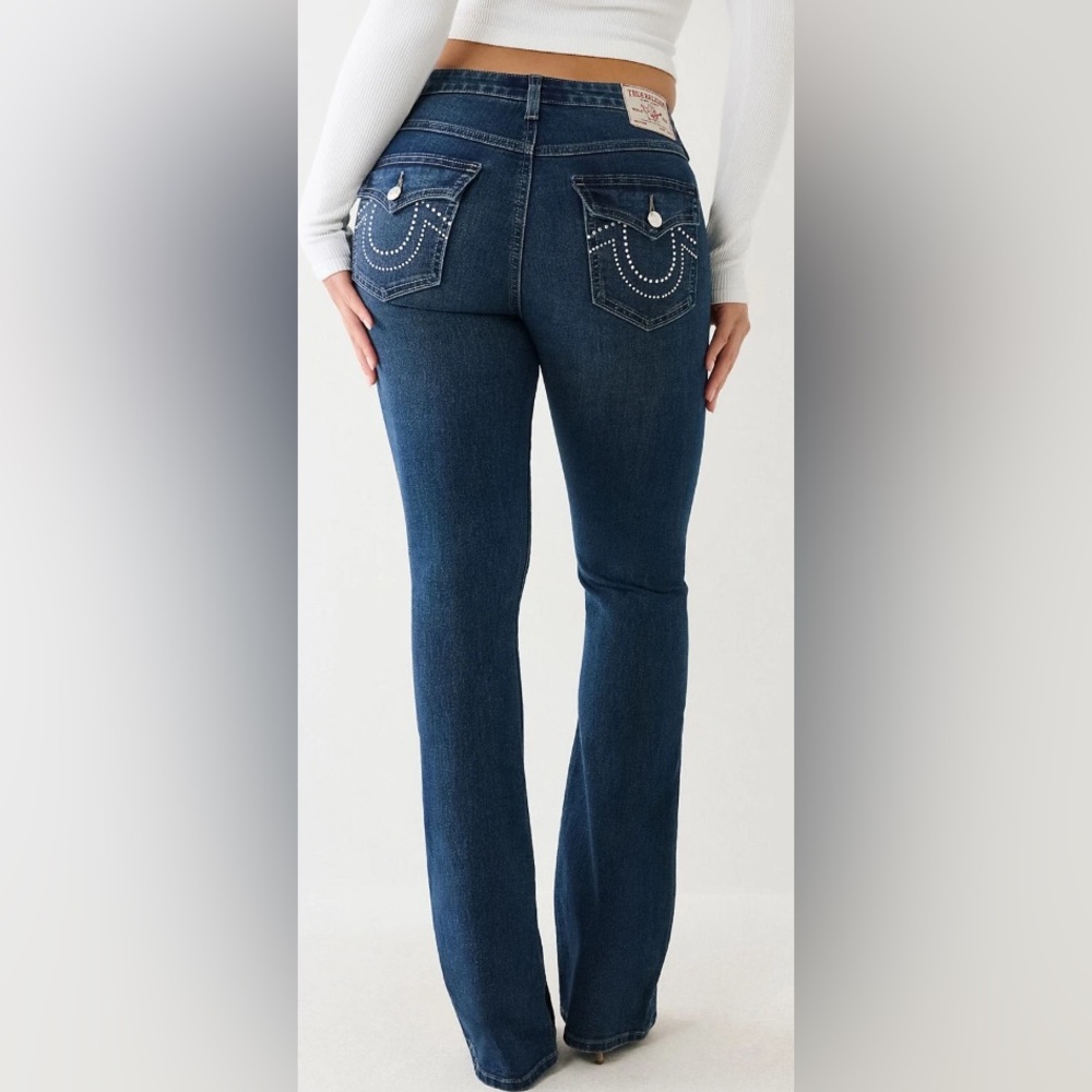 True Religion Becca mid rise boot cut Dark Glacial with Crystal detail NWT